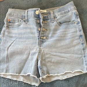 Levi's Light Blue Jean Shorts with Frayed Hem